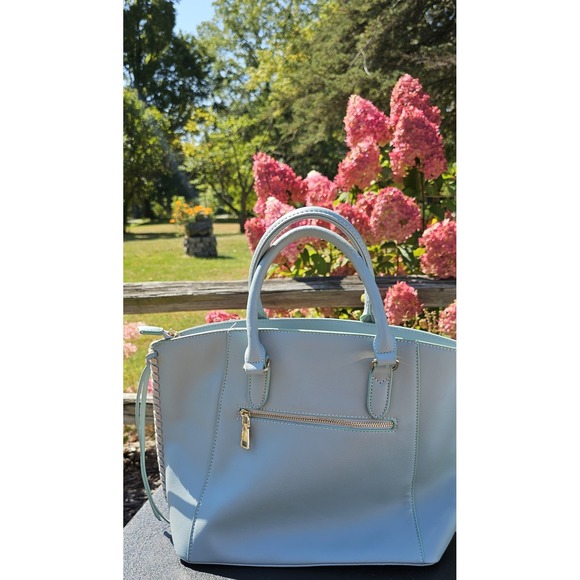 Mode Luxe Light Blue Satchel Handbag Purse - Vegan Leather - Picture 9 of 15
